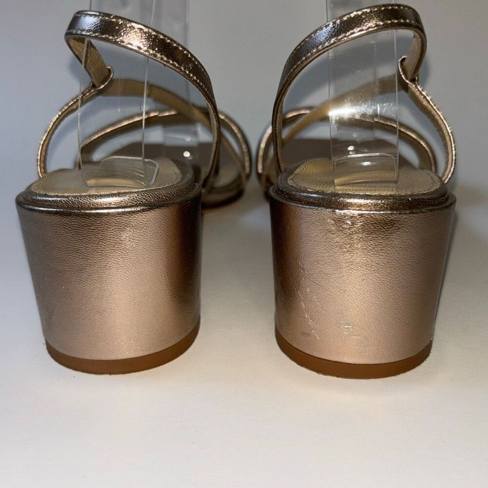 Marion Parke Leather slingback sandal rose gold/metallic pink Sz 38/8 - Picture 4 of 9